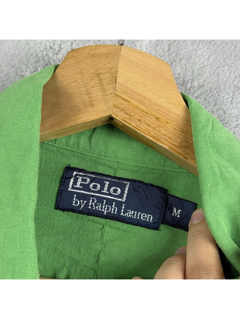 Polo Ralph Lauren Button Up Shirt Size M Green Silk Linen Roll Up Luxury Causal - Picture 4 of 12